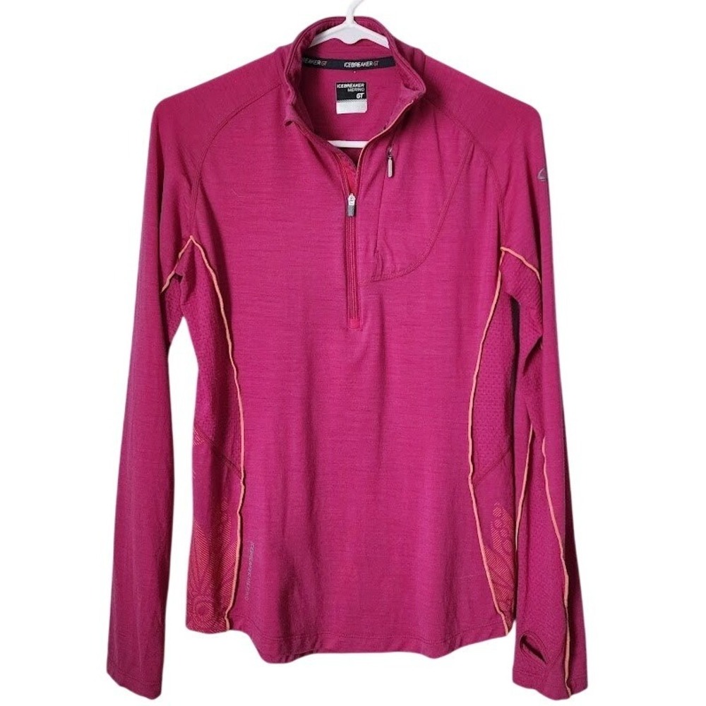 ICEBREAKER Merino Wool 1/4 Zip Pink GT Pullover XS Activewear